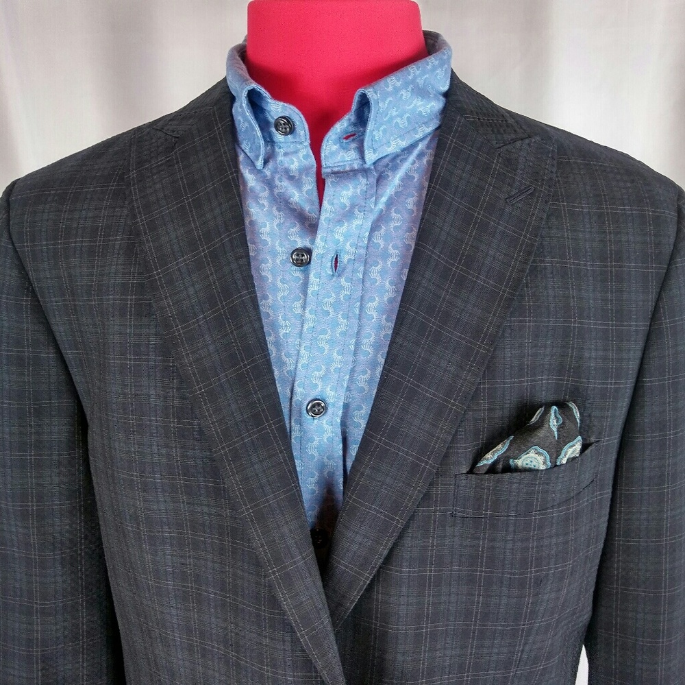 Kroon Blazer 44L 3 Pocket Blue/Gray Windowpanes